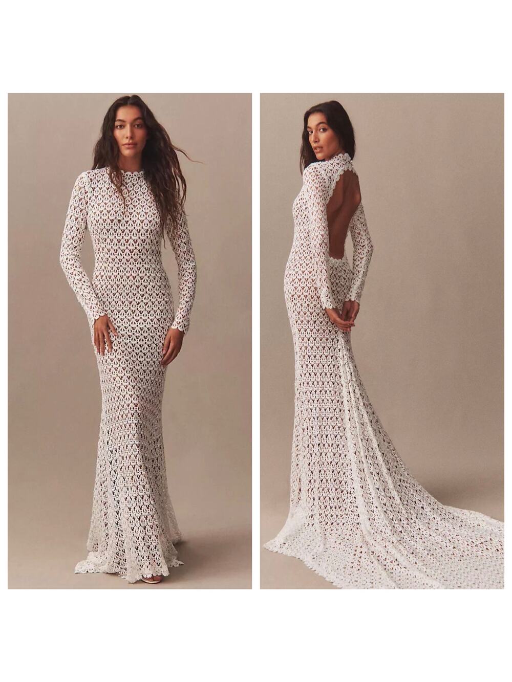 Daughters of Simone Hollis Lace Wedding Gown XL Open Back Boho Bridal